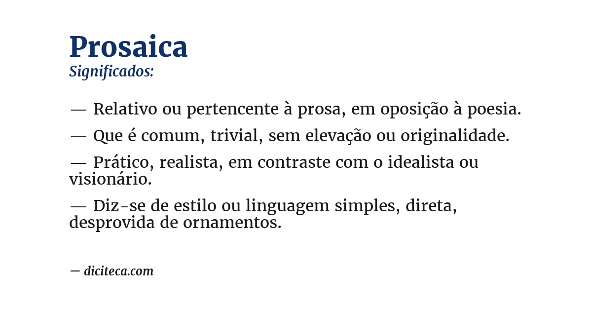 Significado de prosaica