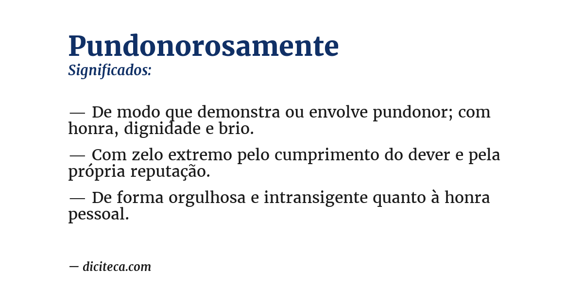 Significado de pundonorosamente
