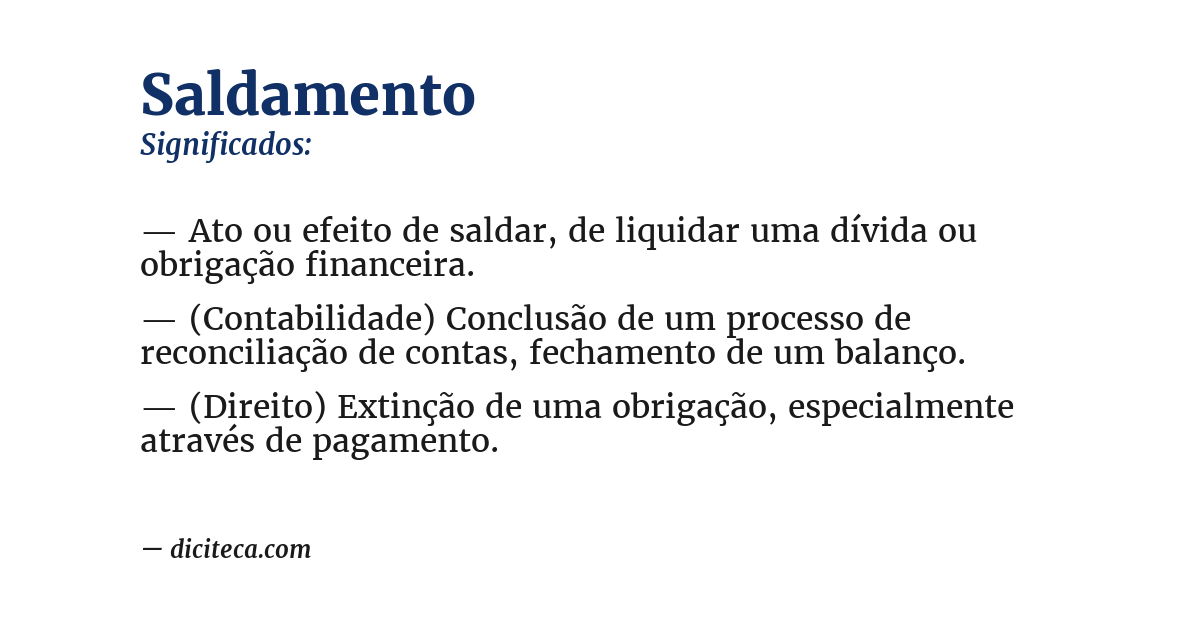 Significado de saldamento