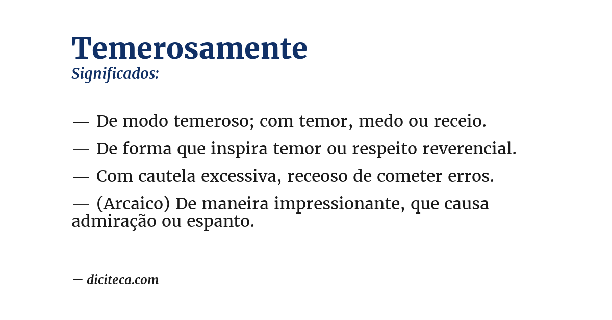 Significado de temerosamente
