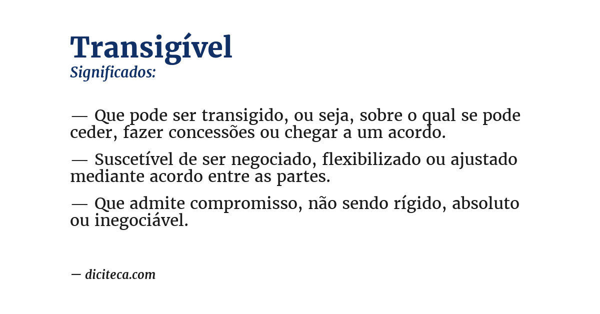 Significado de transigível