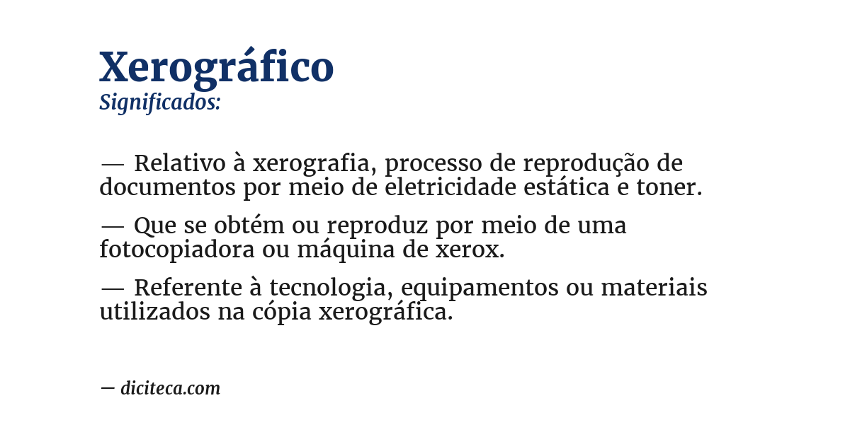 Significado de xerográfico