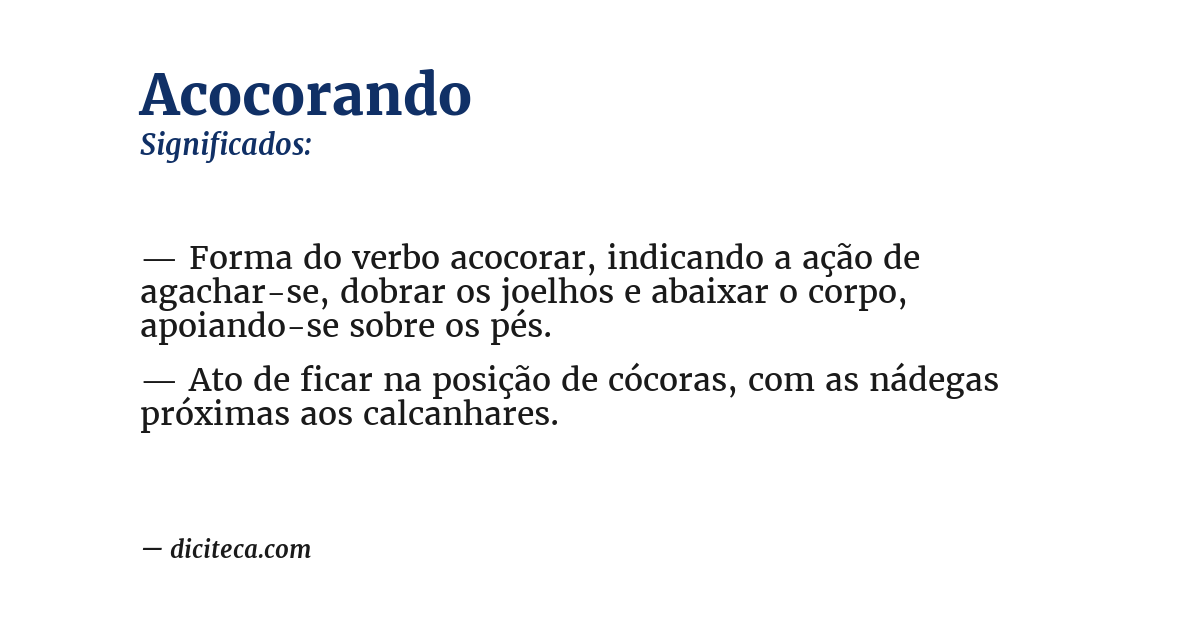 Significado de acocorando