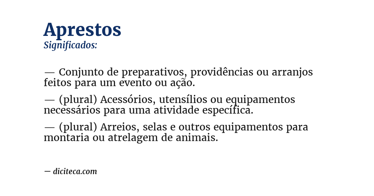 Significado de aprestos