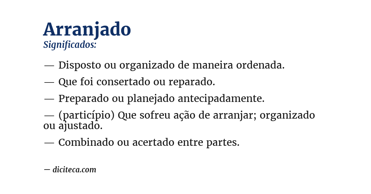 Significado de arranjado