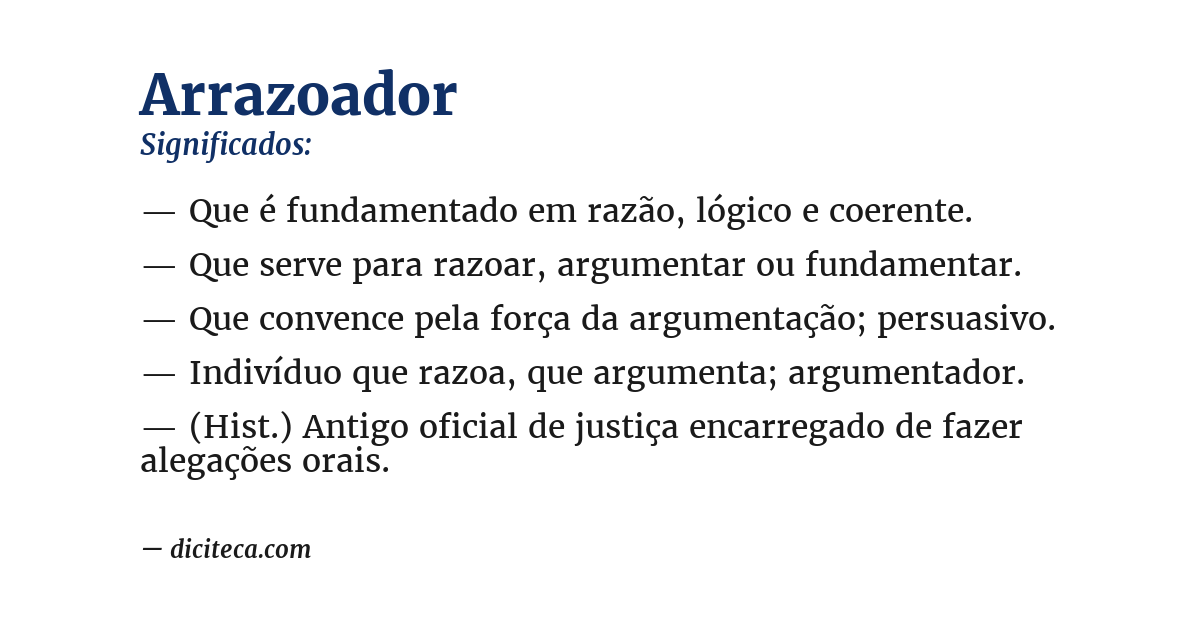 Significado de arrazoador