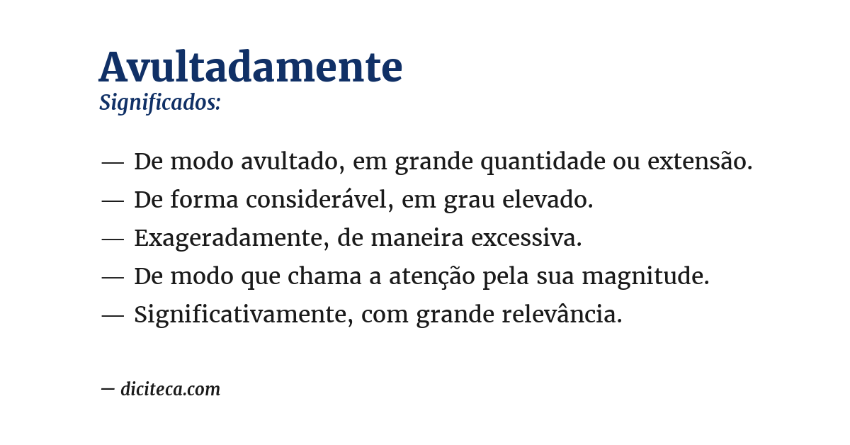 Significado de avultadamente