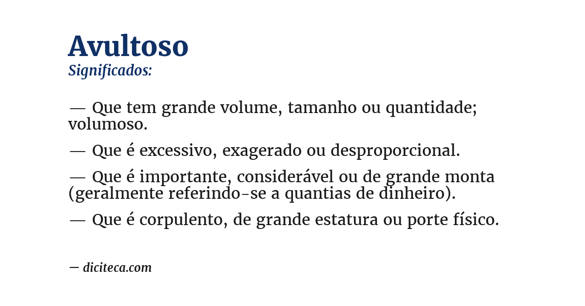 Significado de avultoso