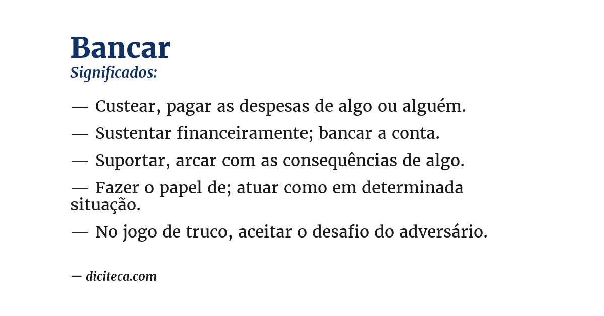 Significado de bancar