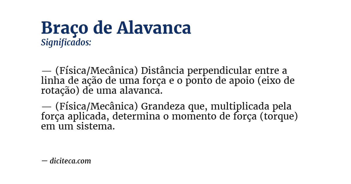 Significado de braço de alavanca