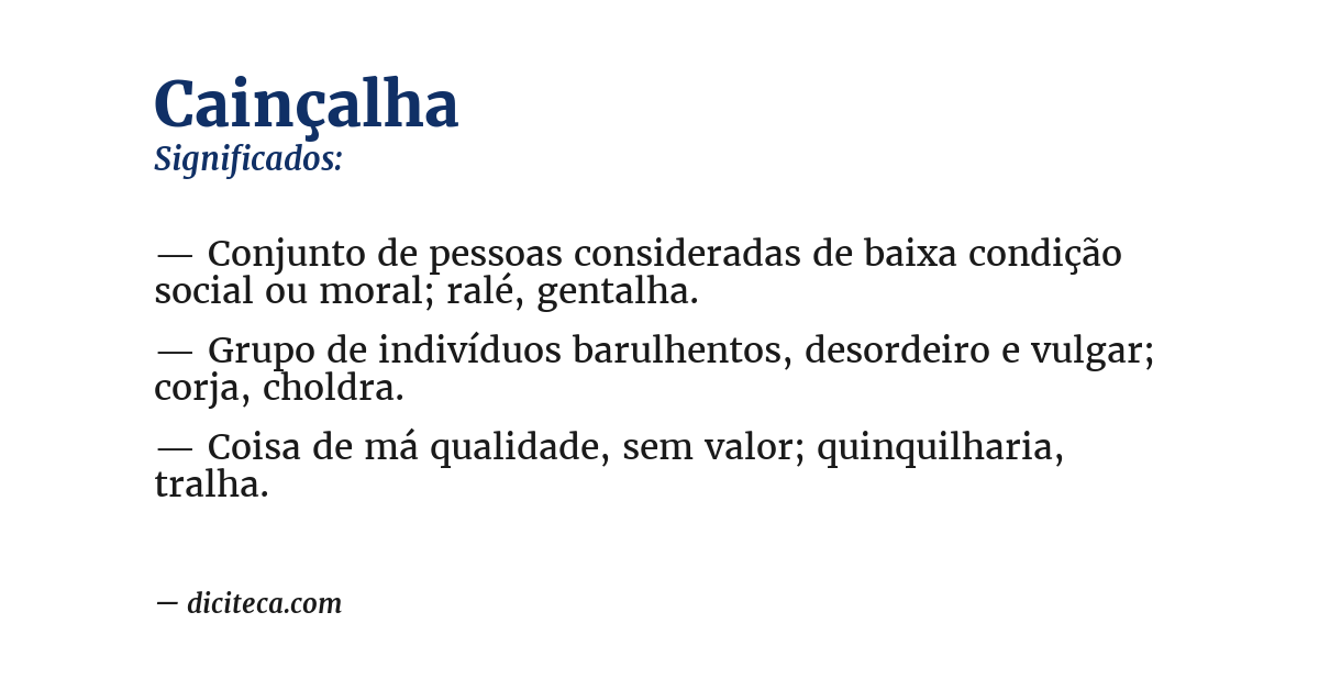 Significado de cainçalha