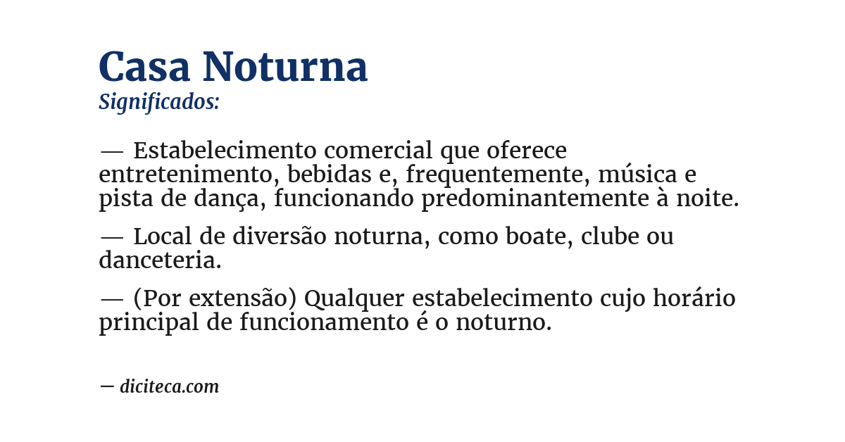 Significado de casa noturna