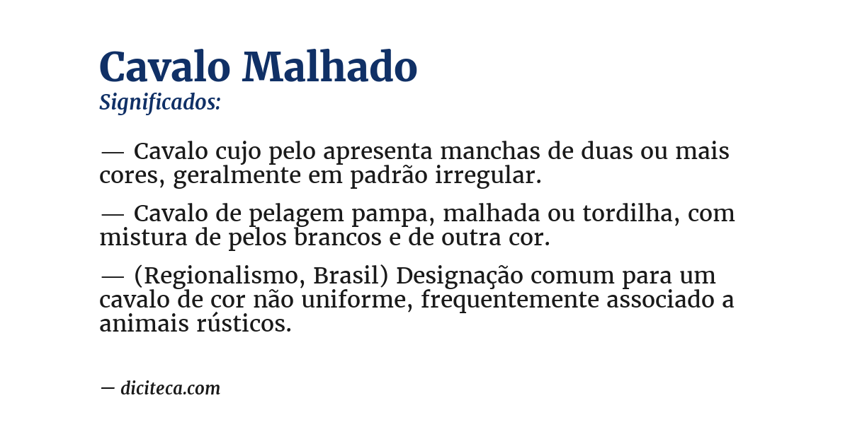 Significado de cavalo malhado