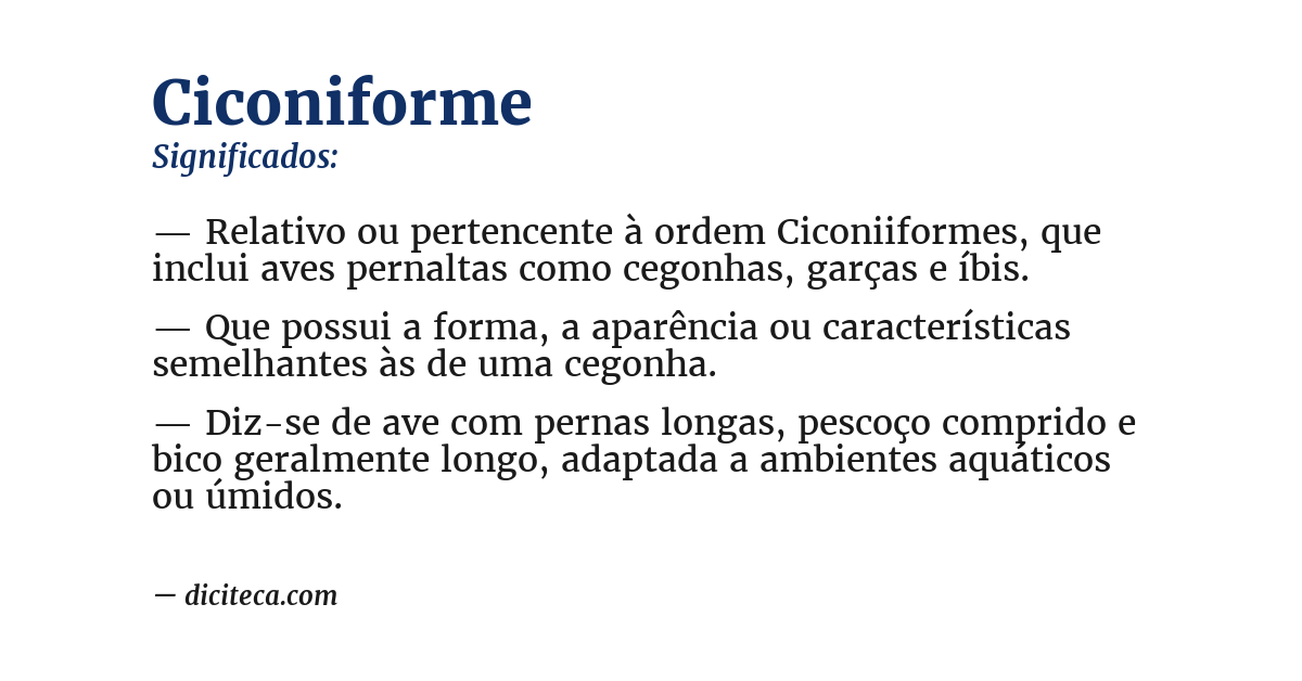 Significado de ciconiforme