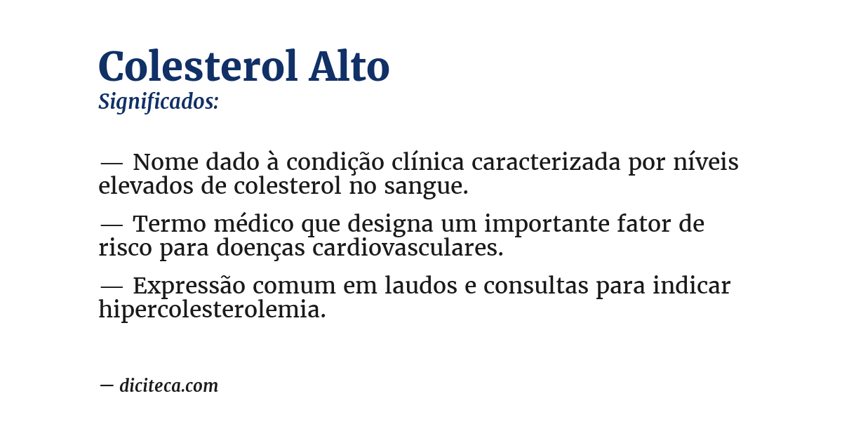 Significado de colesterol alto