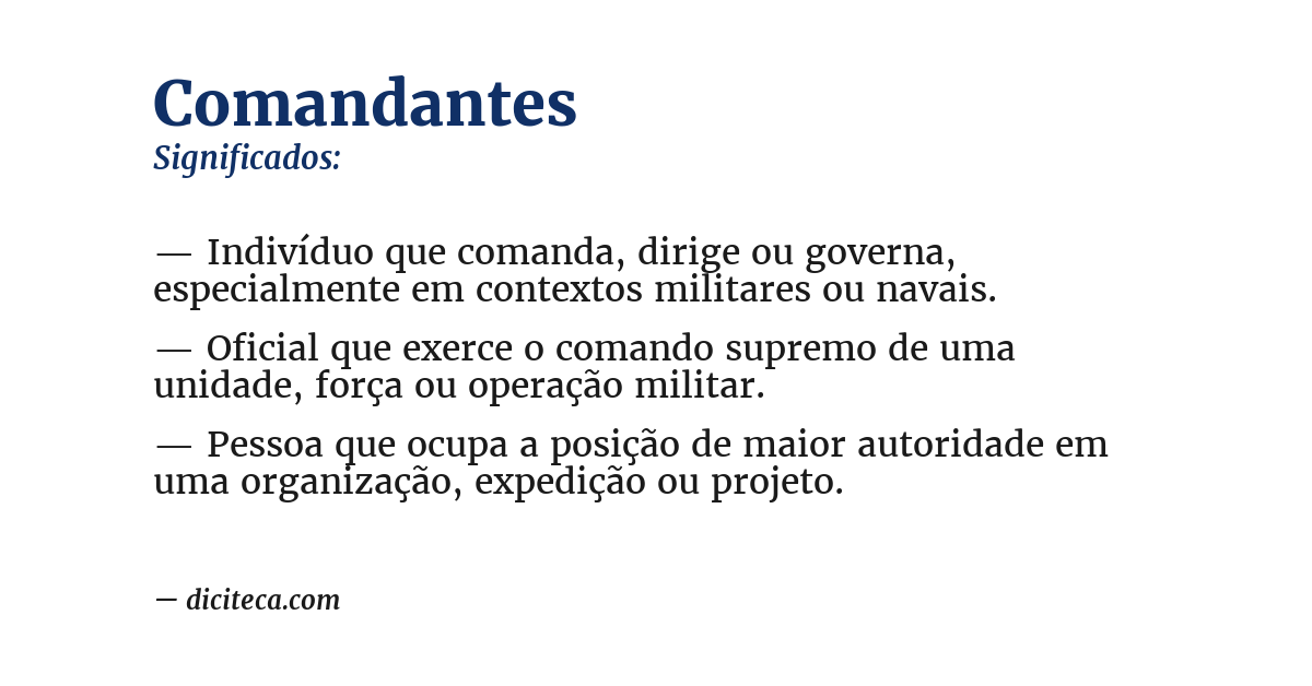 Significado de comandantes