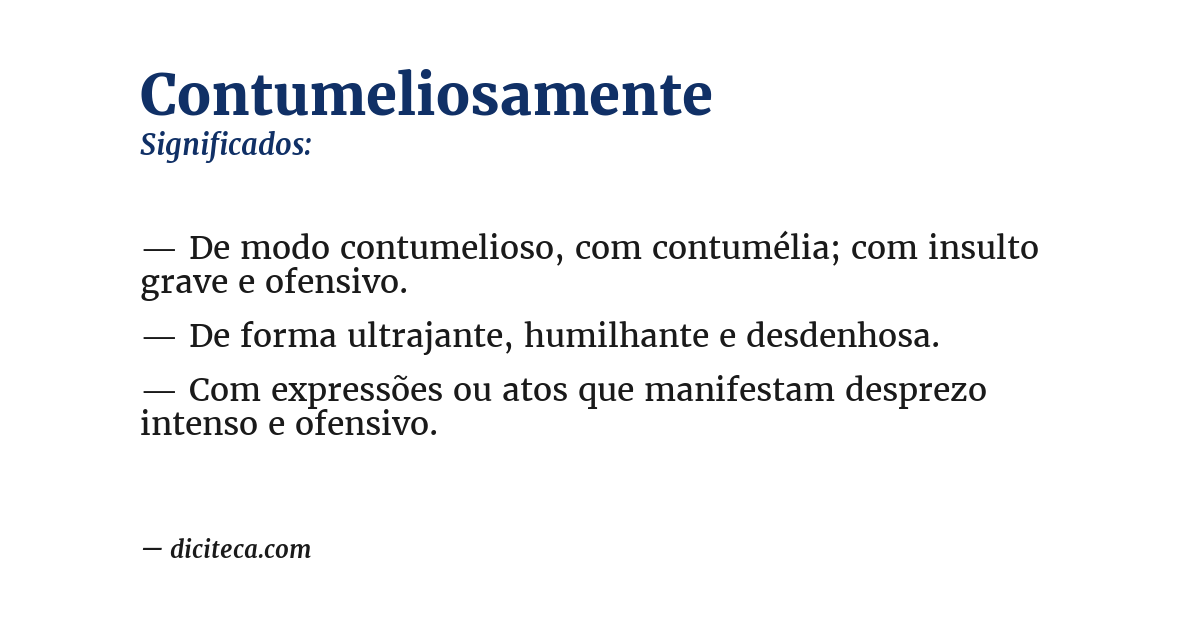 Significado de contumeliosamente