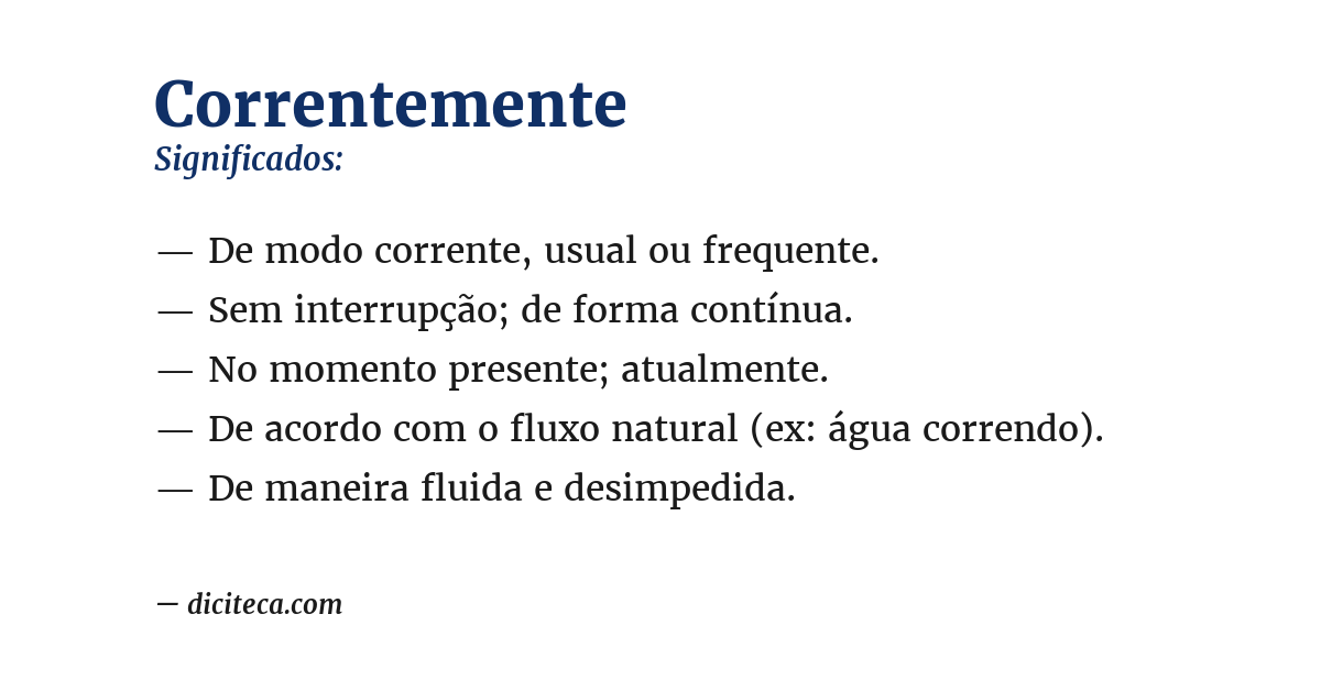 Significado de correntemente