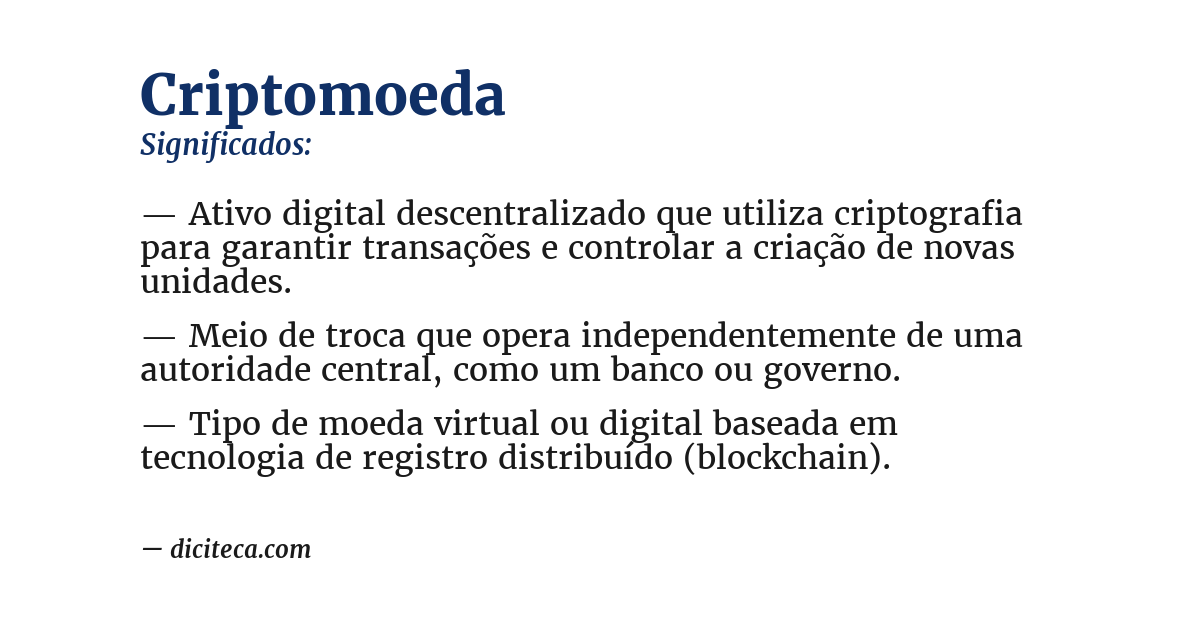 Significado de criptomoeda