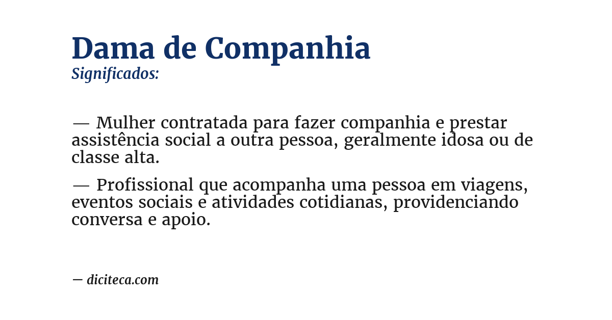 Significado de dama de companhia