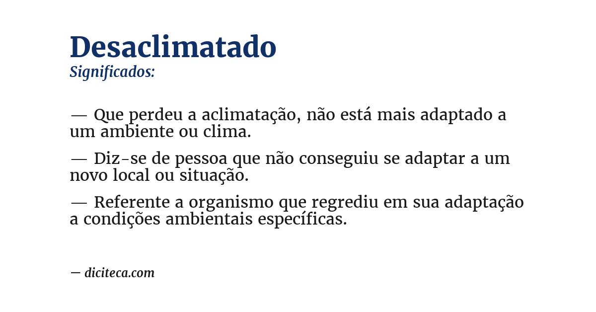 Significado de desaclimatado