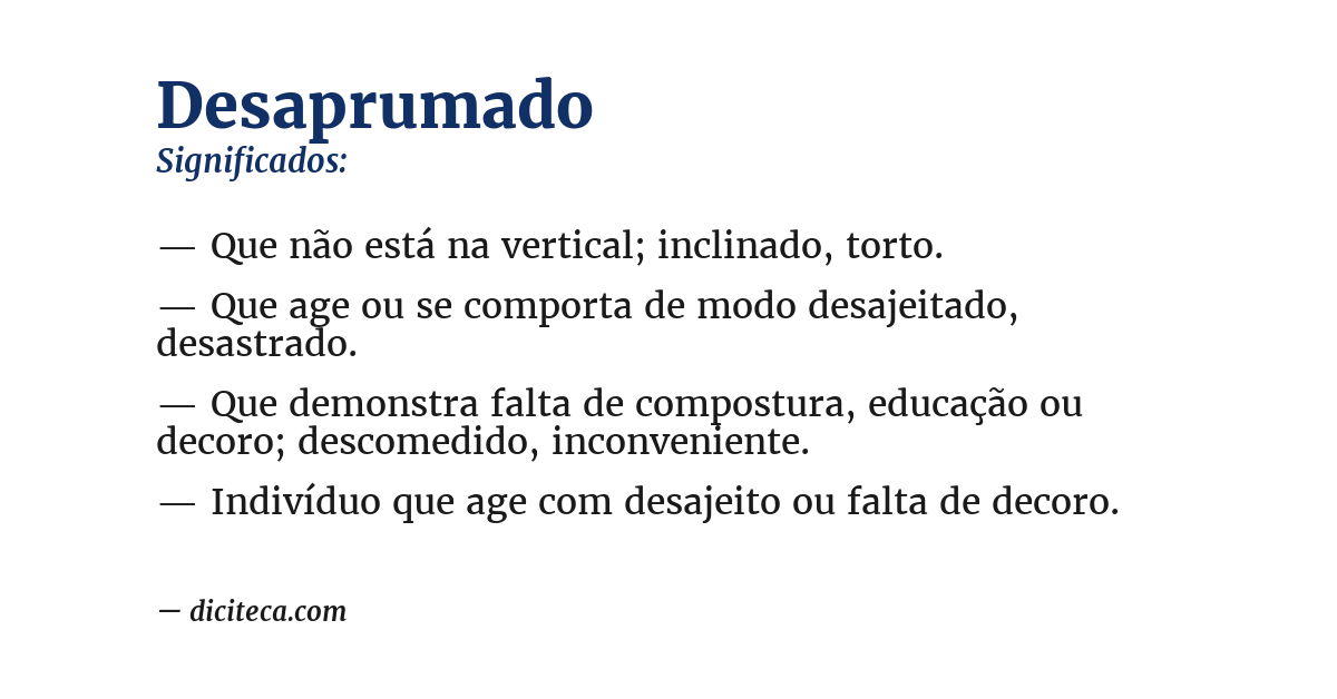 Significado de desaprumado