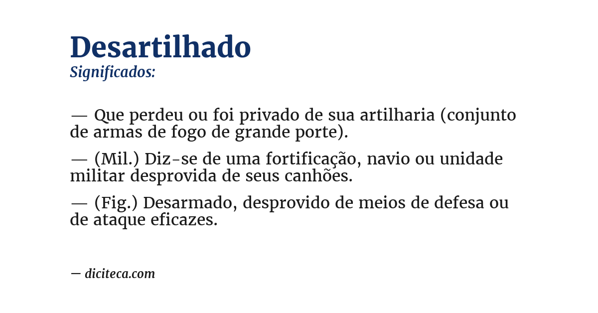 Significado de desartilhado