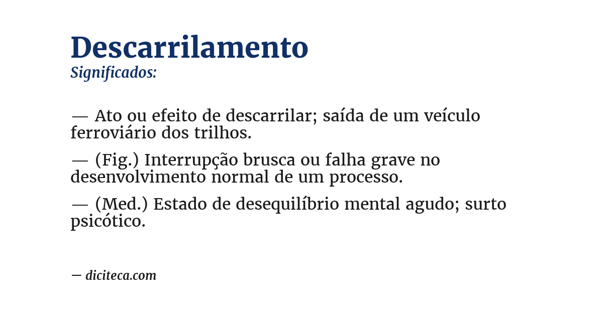 Significado de descarrilamento