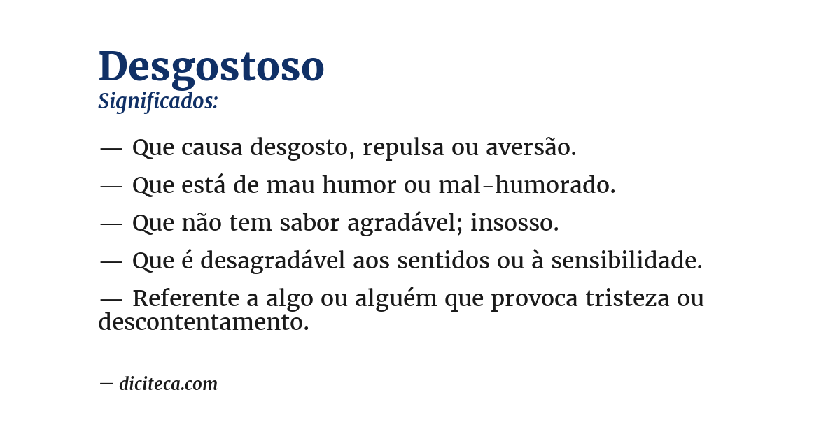 Significado de desgostoso