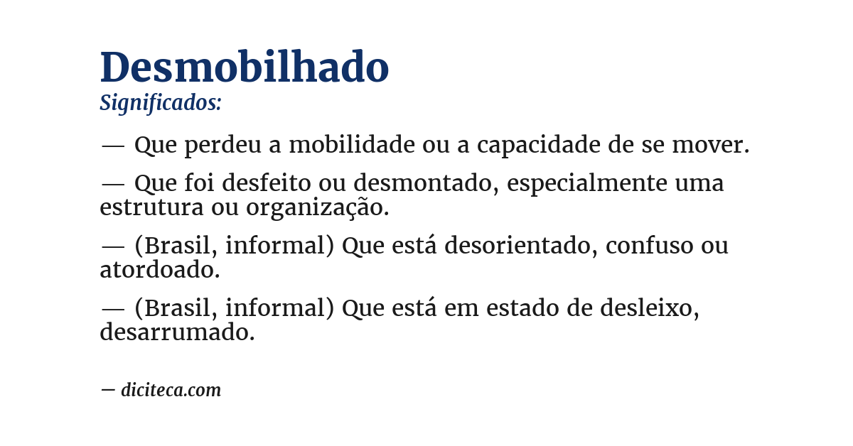 Significado de desmobilhado