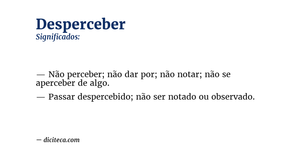 Significado de desperceber