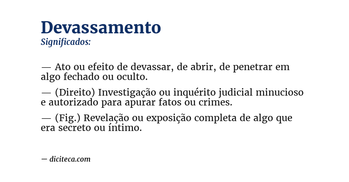 Significado de devassamento