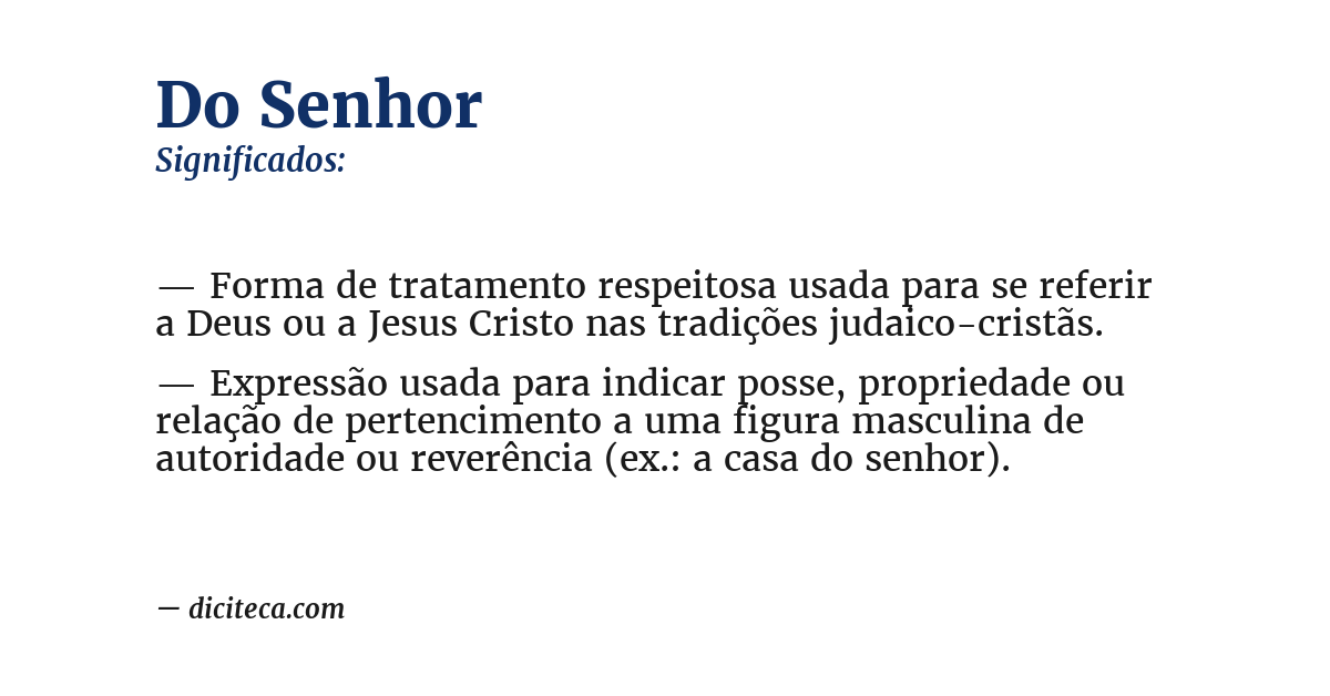 Significado de do senhor