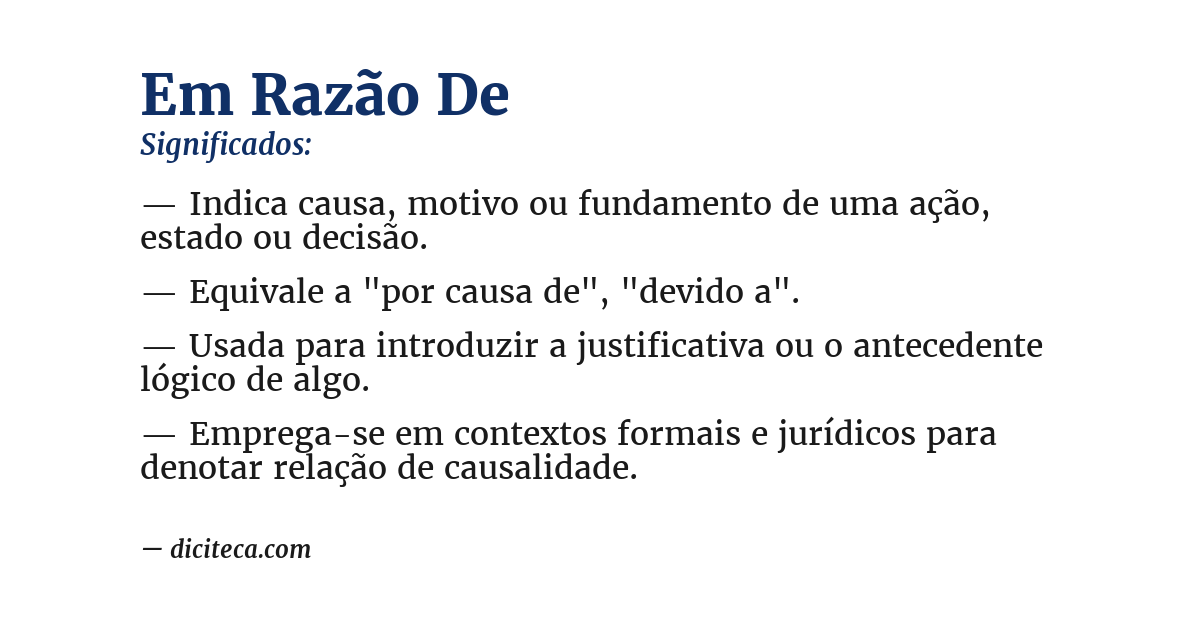 Significado de em razão de