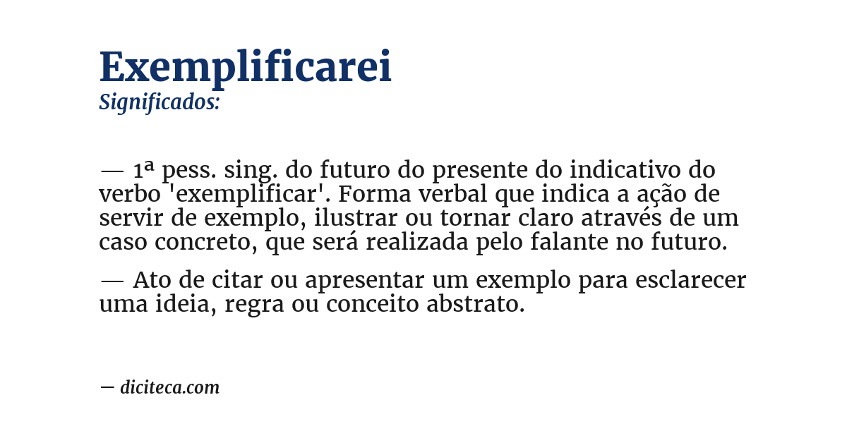 Significado de exemplificarei