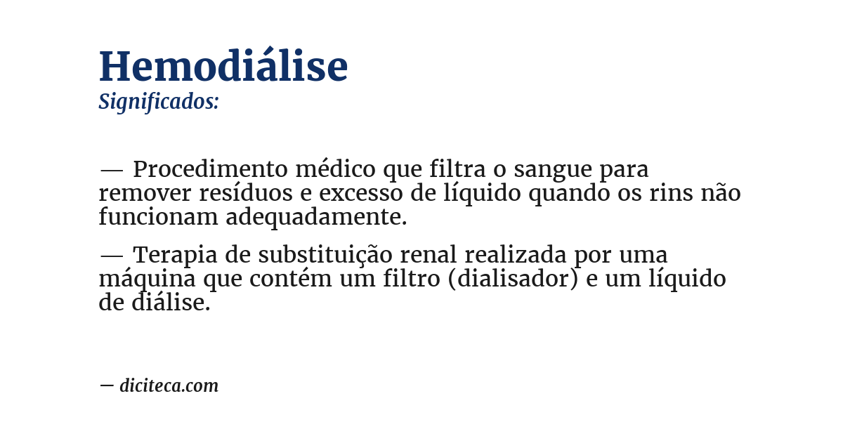 Significado de hemodiálise