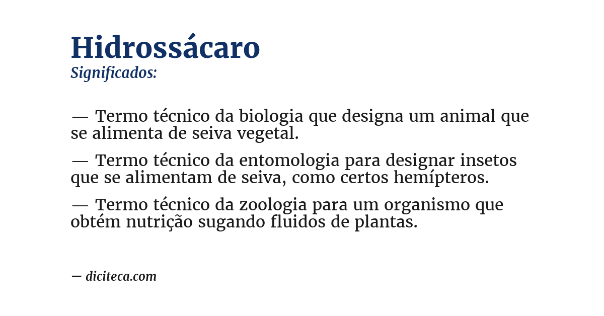 Significado de hidrossácaro