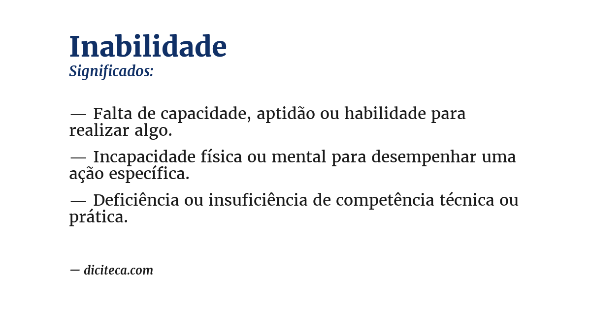 Significado de inabilidade