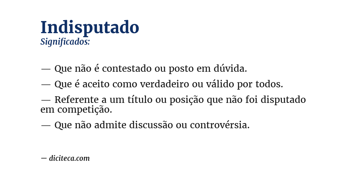 Significado de indisputado