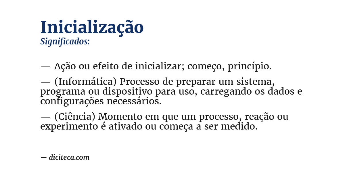 Significado de inicialização