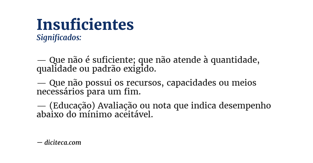 Significado de insuficientes
