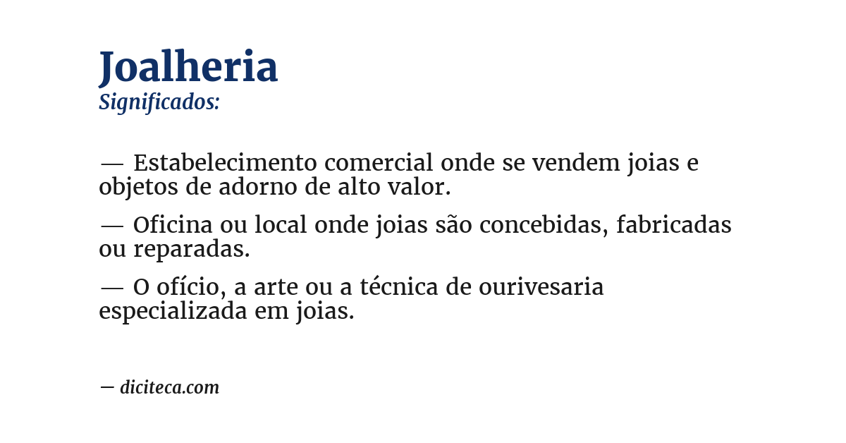 Significado de joalheria