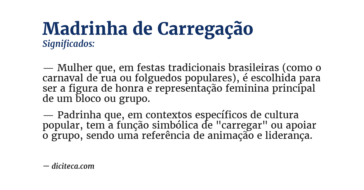 Significado de madrinha de carregação