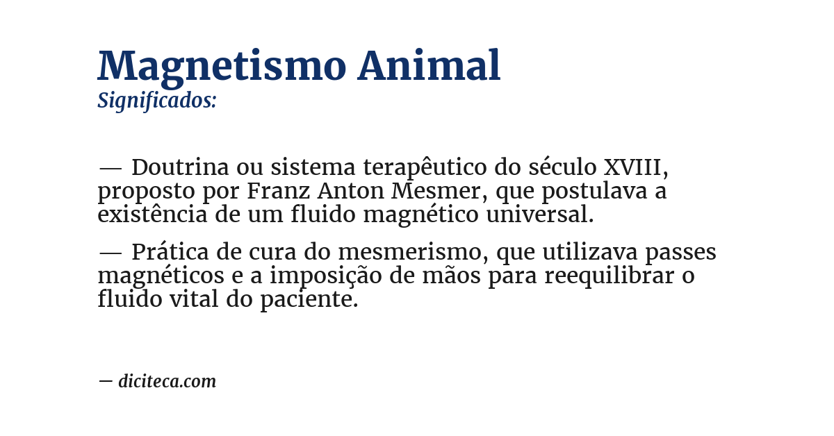 Significado de magnetismo animal