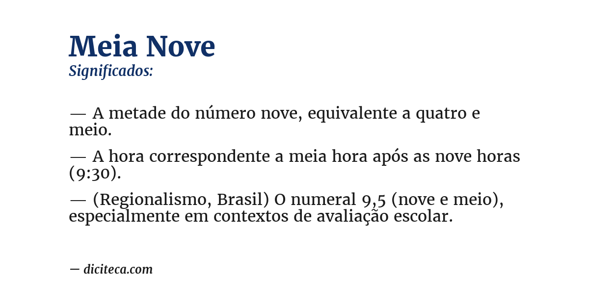 Significado de meia nove