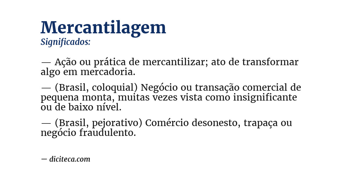 Significado de mercantilagem