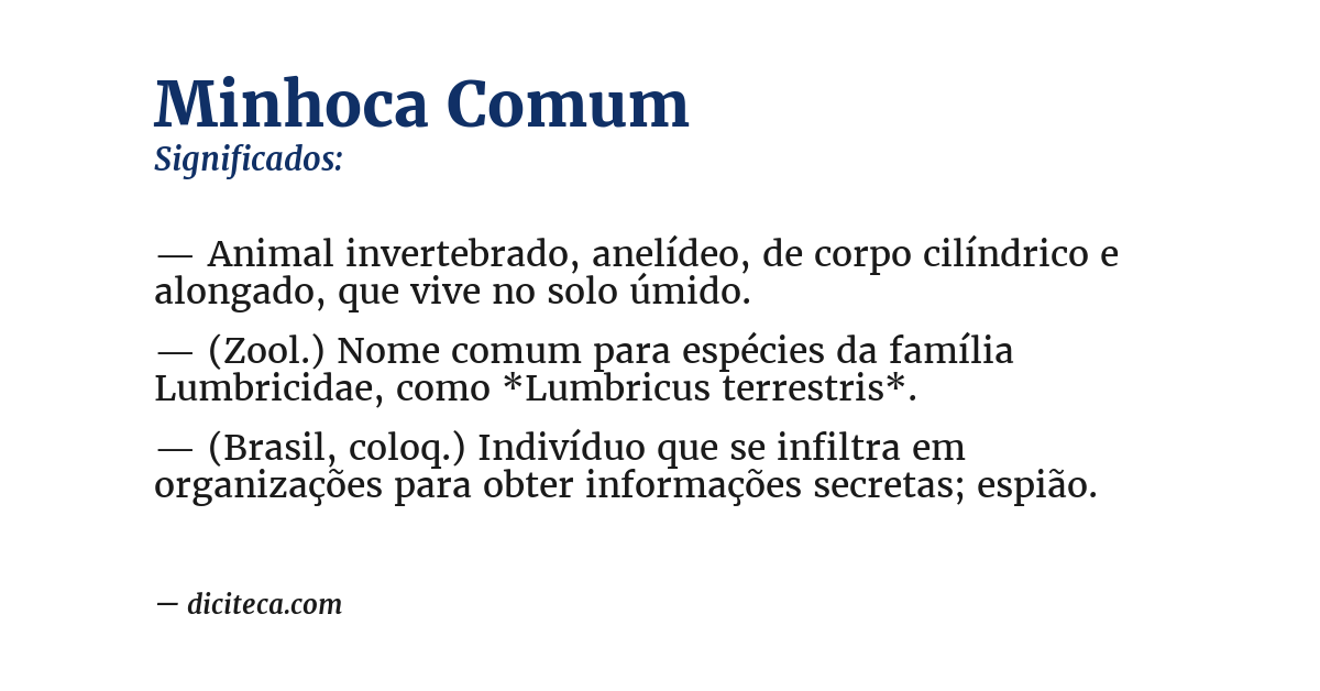 Significado de minhoca comum