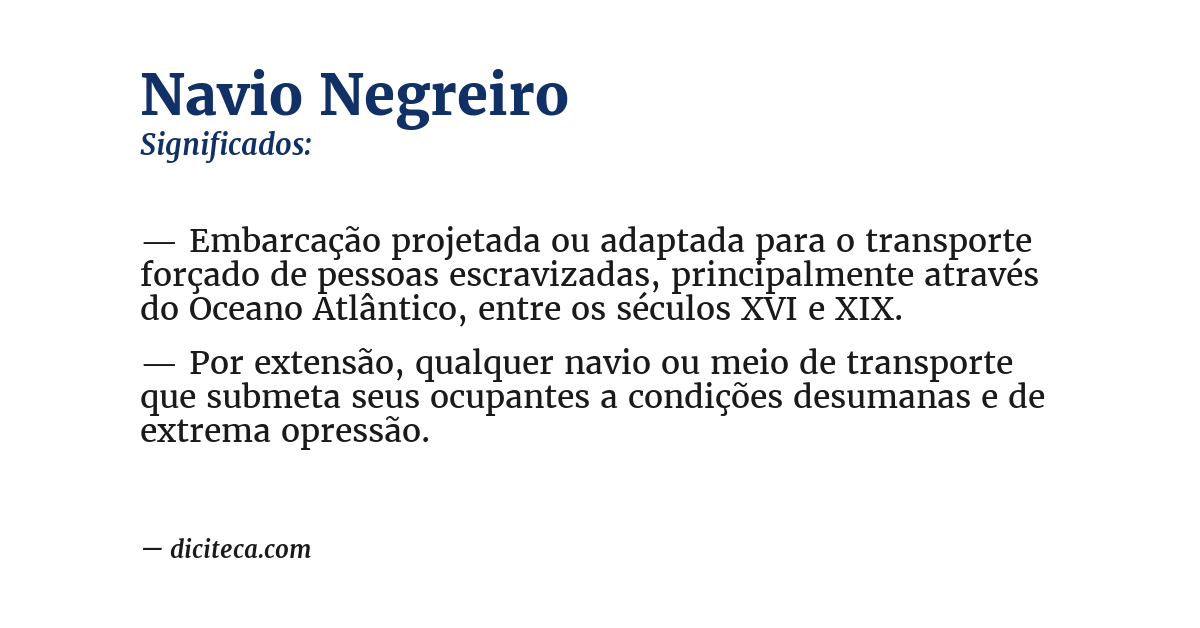 Significado de navio negreiro