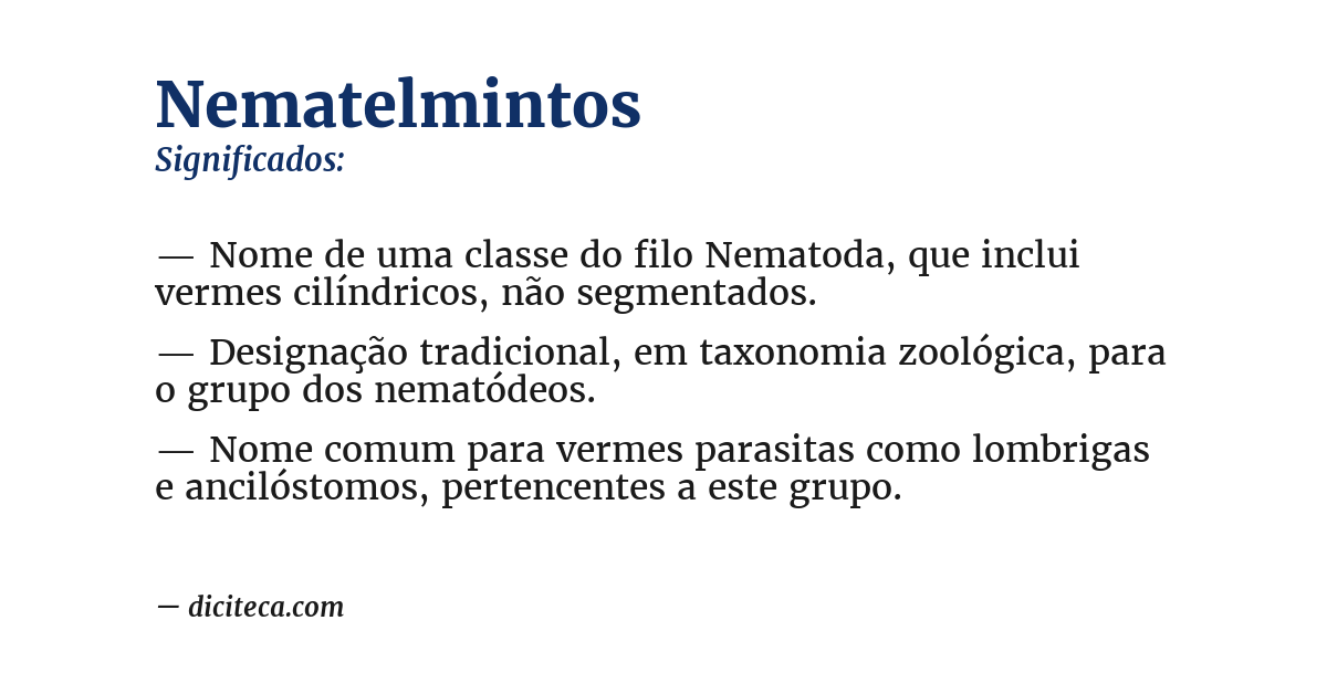 Significado de nematelmintos