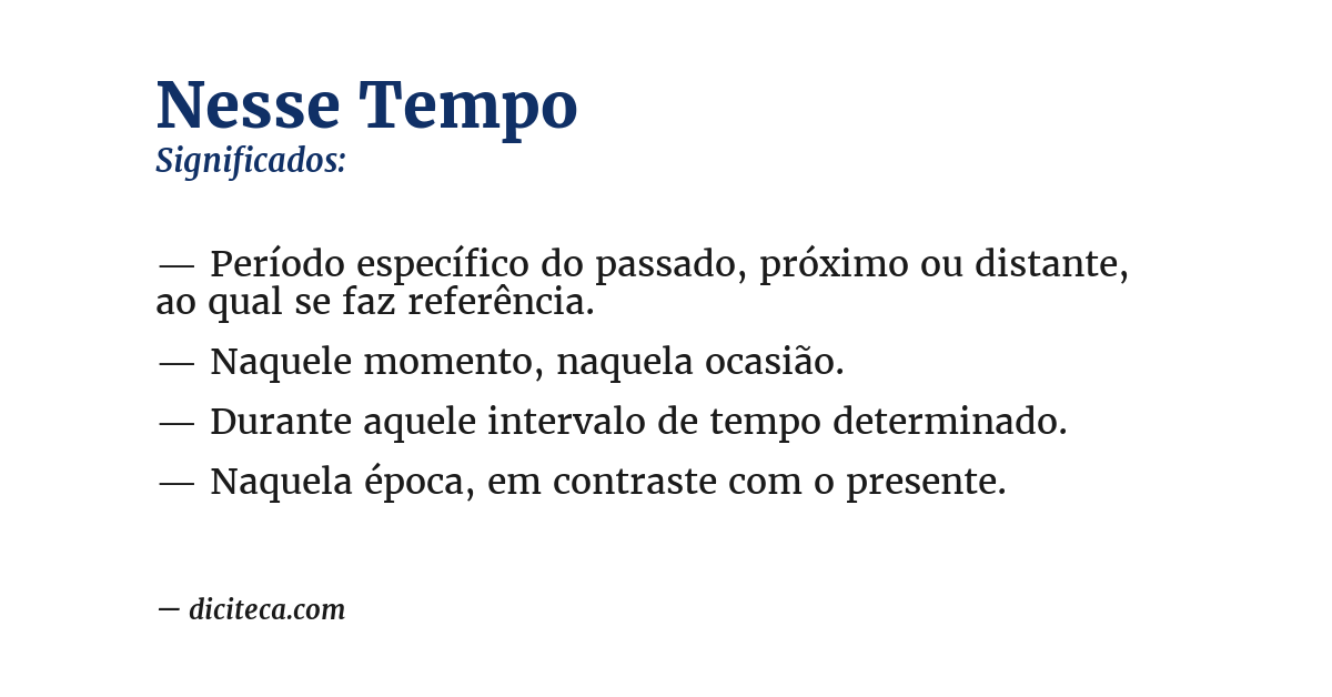 Significado de nesse tempo
